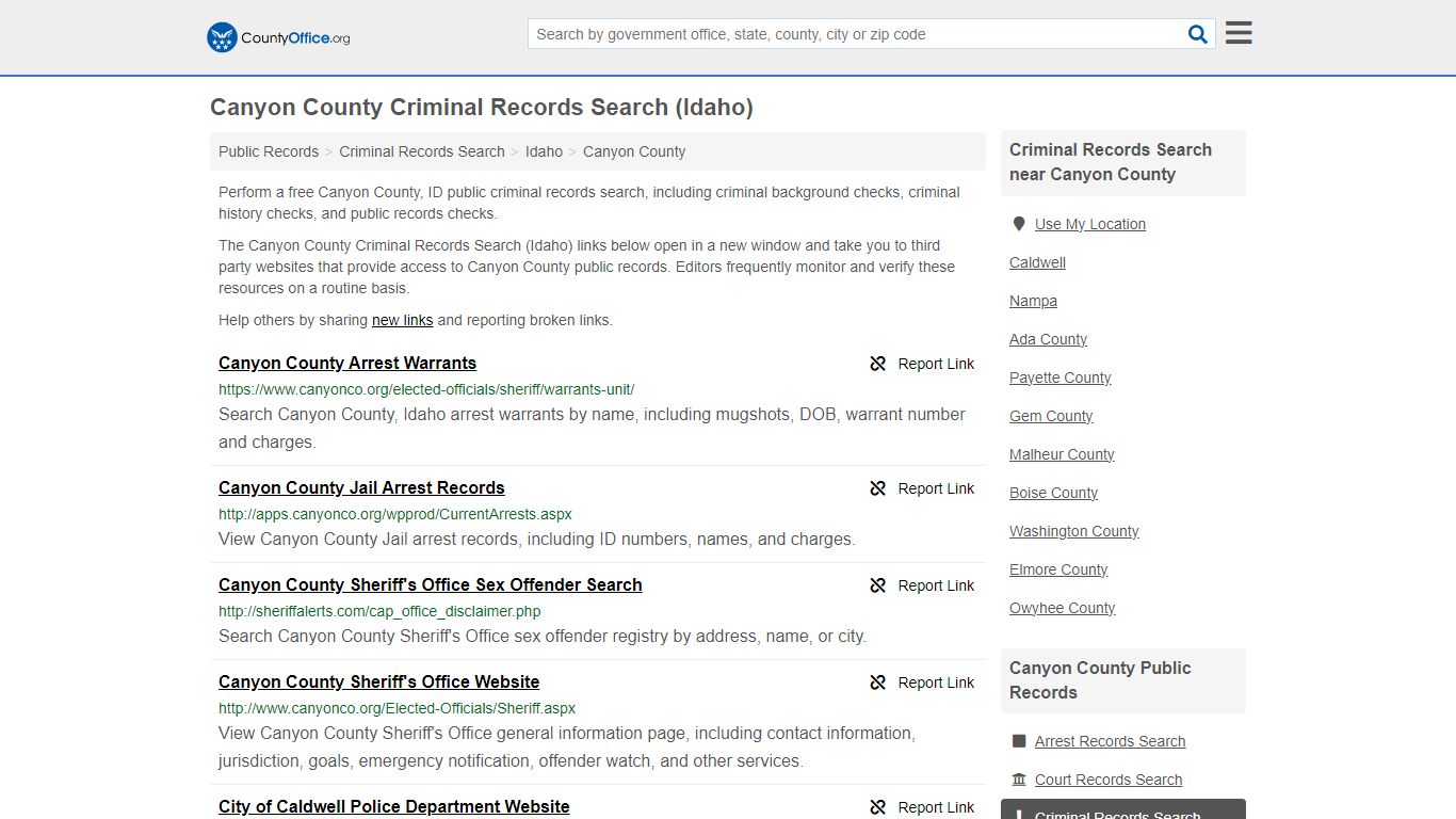 Canyon County Criminal Records Search (Idaho) - County Office